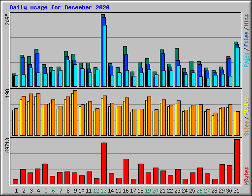 Daily usage for December 2020