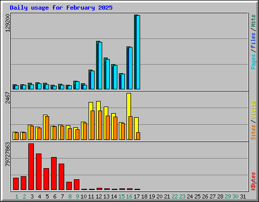 Daily usage for February 2025